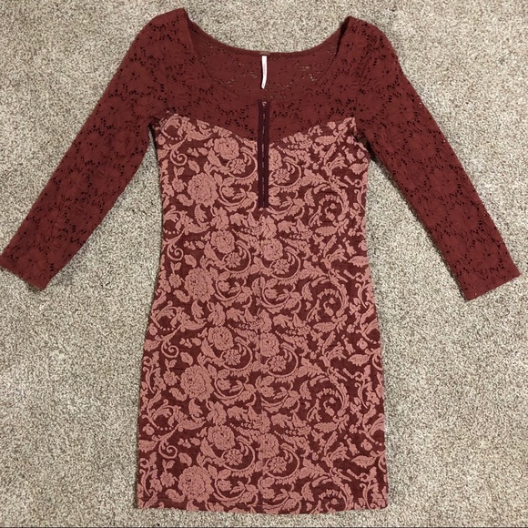 Free People Cranberry Bodycon Holiday Dress, XS - Picture 1 of 5